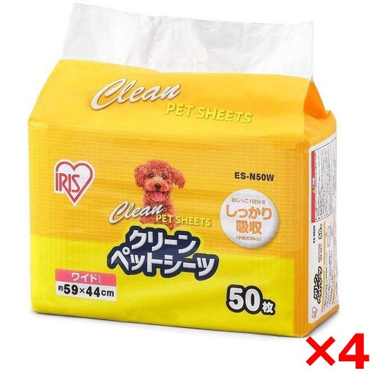<a href="https://www.qoo10.jp/gmkt.inc/Search/brand.aspx?brandno=49458" target="_blank" class="title_brand" id="btn_brand" title="アイリスオーヤマ">アイリスオーヤマ</a>4個セット クリーンペットシーツ ワイド50枚 ES-N50W メーカー直送