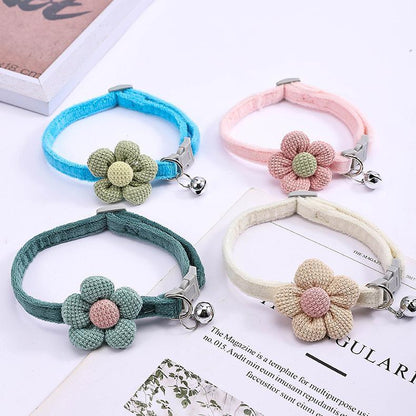 首輪 犬用 猫用 ペット用品 イヌ ネコ 小型犬 鈴付き カラー ワンタッチバックル 花 フラワー 可愛い おしゃれ お散歩 お出かけ 長さ調節可