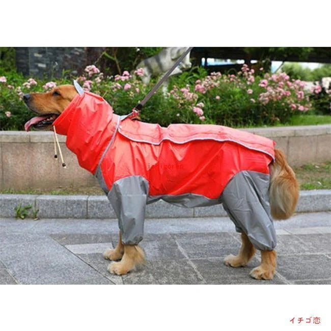 ペット犬用レインコート ポンチョ 大型犬向け 着せすい カッパ 春夏秋冬 モデル リード穴あり 新入庫 雨の日のお散歩に適 ウェア 雨具 防水 軽量 防水服 全身