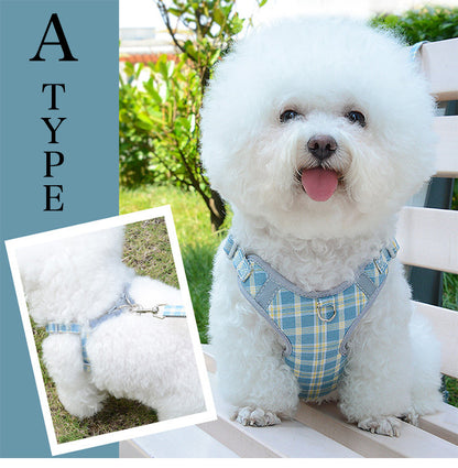 服 ドッグ キャット 猫 ウェアハーネス リード付 犬 ハーネス ペット カラフル 胴輪 チェック