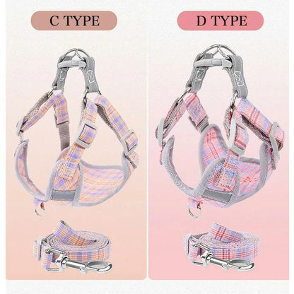 新商品プロモーション，数量限定 犬 猫 ハーネス リード付 カラフル チェック ウェアハーネス ペット 服 胴輪 キャット ドッグ犬 猫
