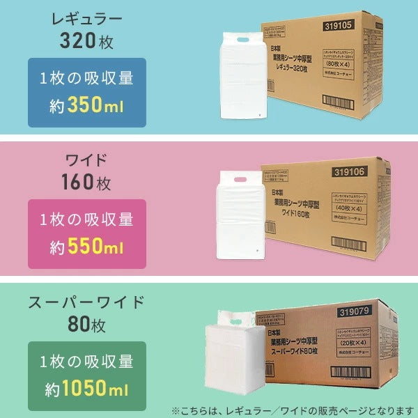 ペットシーツ 中厚型 日本製高分子 業務用レギュラー320枚/ワイド160枚