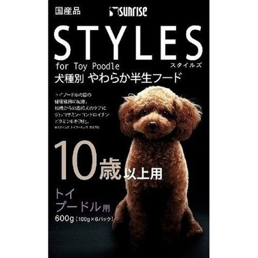 <a href="https://www.qoo10.jp/gmkt.inc/Search/brand.aspx?brandno=37338" target="_blank" class="title_brand" id="btn_brand" title="サンライズ">サンライズ</a>（まとめ買い）スタイルズ 10歳以上用 トイプードル用 600g（100gx6パック） 犬用 ドッグフード [x5]