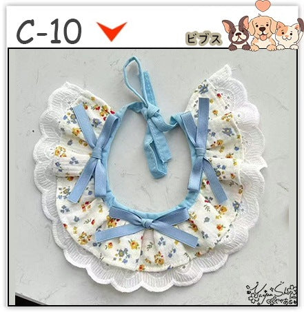 【3+1枚 / 5+2枚】超人気のインスタイルフラワービブ猫唾液タオル純粋な手作り犬用ビブペット織りネックスカーフ