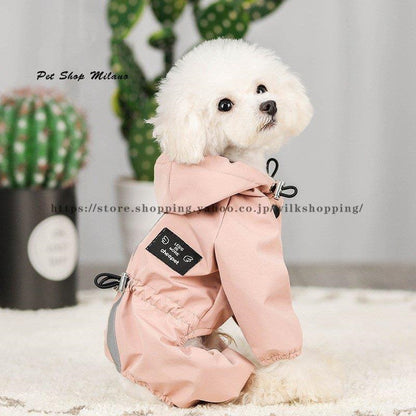 ペット服 ドッグウェア レインコート 犬の服 犬服 雨服 雨具 パーカー フード付き 四足 小中型犬用 雨の日 防水 雨具 お散歩 梅雨対策 着脱簡単