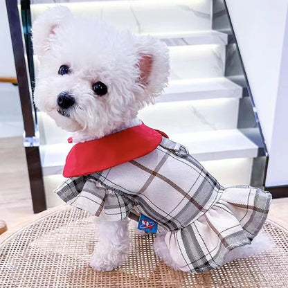 万能流行感 ペット 服 安い 犬 春 夏 秋 チェック 柄 ワンピース かわいい 可愛い ハイブランド 猫 ドッグウェア