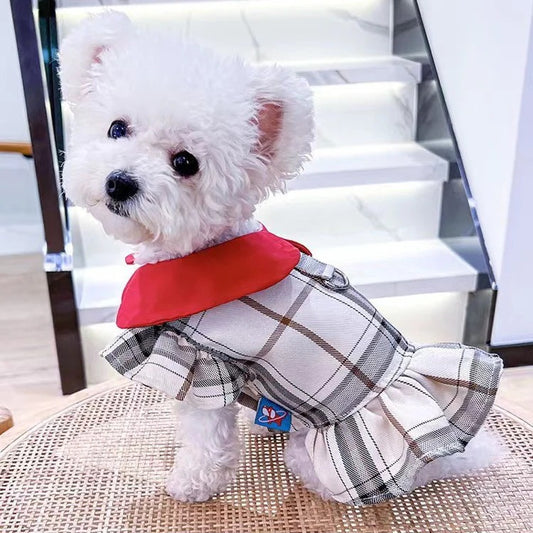 万能流行感 ペット 服 安い 犬 春 夏 秋 チェック 柄 ワンピース かわいい 可愛い ハイブランド 猫 ドッグウェア