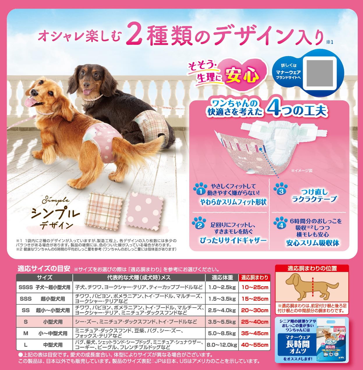 <a href="https://www.qoo10.jp/gmkt.inc/Search/brand.aspx?brandno=124379" target="_blank" class="title_brand" id="btn_brand" title="マナーウェア">マナーウェア</a>ユニ・チャーム 【セット販売】マナーウェア 女の子用 小型犬用 Sサイズ ベージュチェック・デニム 36枚×2コ