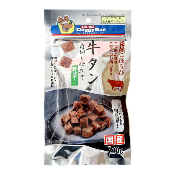 <a href="https://www.qoo10.jp/gmkt.inc/Search/brand.aspx?brandno=25753" target="_blank" class="title_brand" id="btn_brand" title="ドギーマン">ドギーマン</a>牛タン角切り仕立て 野菜入り 70g