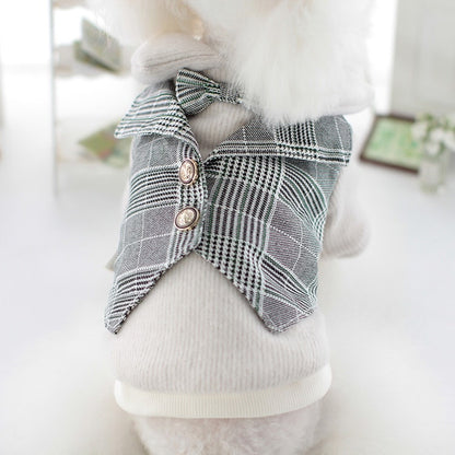 犬服ペット犬冬カレッジスタイルスーツ猫スカートテディビションプードル冬服新品！