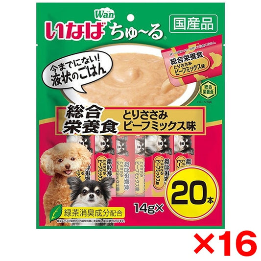 <a href="https://www.qoo10.jp/gmkt.inc/Search/brand.aspx?brandno=77771" target="_blank" class="title_brand" id="btn_brand" title="いなばペットフード">いなばペットフード</a>16個セット ちゅーる20本総合笹身ビーフM14g20本