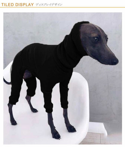 新品掲載！タートルネックドッグウェアペットウェア袖あり中型犬大型犬パジャマイタグレサルーキ犬服ックスリムフィット長袖tシャツカットソー部屋着あったか
