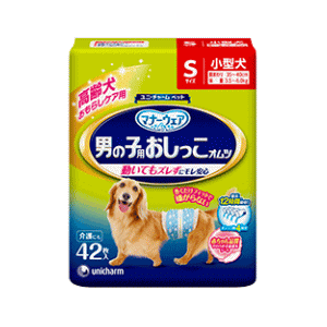 <a href="https://www.qoo10.jp/gmkt.inc/Search/brand.aspx?brandno=18151" target="_blank" class="title_brand" id="btn_brand" title="ユニ・チャーム">ユニ・チャーム</a>ユニ・チャームペット マナーウェア 男の子用おしっこオムツ Sサイズ 42枚入