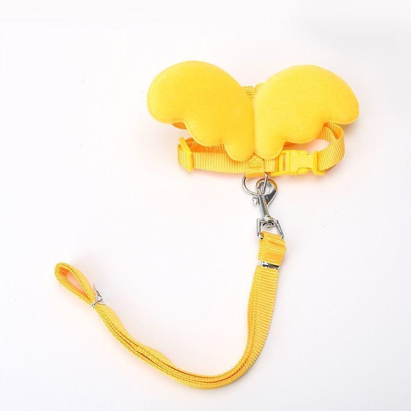 工ガ割-ハーネス リード 2点セット 犬用 ペットグッズ 天使の羽 胴輪 散歩紐 ワンタッチバックル 長さ調節可能 犬用品 犬グッズ 猫 ネコ 超小型犬 小型
