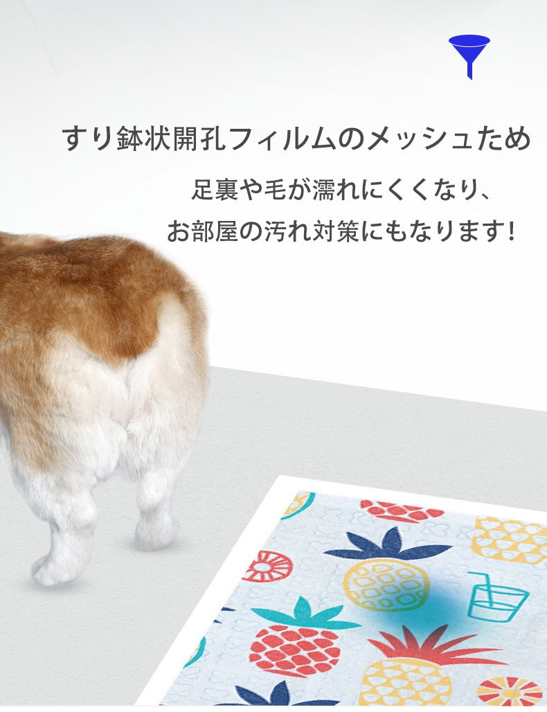 <a href="https://www.qoo10.jp/gmkt.inc/Search/brand.aspx?brandno=109151" target="_blank" class="title_brand" id="btn_brand" title="Honeycare">Honeycare</a>ペットシーツ パイナップル柄入り ペットシート厚型 サイズ選択可 レギュラー ワイド スーパーワイド かわいいな柄付き