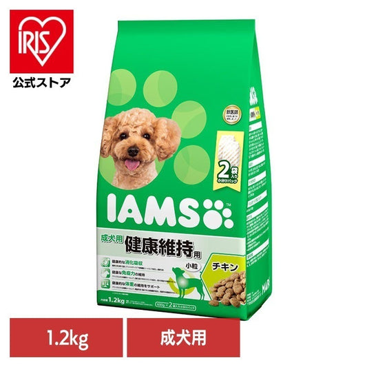 <a href="https://www.qoo10.jp/gmkt.inc/Search/brand.aspx?brandno=22351" target="_blank" class="title_brand" id="btn_brand" title="アイムス">アイムス</a>ドッグフード IAMS アイムス 成犬用 健康維持用 チキン 小粒 1.2kg ID121 マースジャパンリミテッド