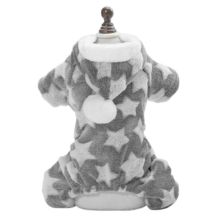 [赤字販売*3日間発送]ドッグウェア 犬服 カバーオール パーカー 星柄 フード付き つなぎ ロンパース パジャマ 星模様 スター 部屋着 オールインワン 冬 冬用