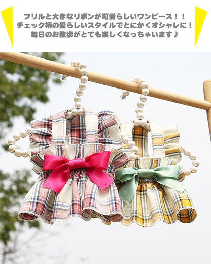 犬 ウェア りぼん ワンピース 中型犬 ドッグ リボン ドレス 秋 犬服 フリル ペット ドッグウェア 小型犬 夏 冬 猫 スカート 春 服