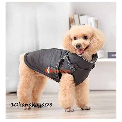 犬 服 ウエア ベスト 犬の服 秋 冬 背中開き タンクトップ ジャケット コート アウター 反射テープ 裏起毛 暖かい あったか ハーネス付き ファス