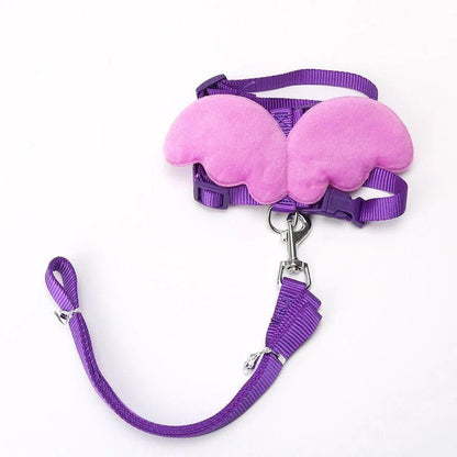 工ガ割-ハーネス リード 2点セット 犬用 ペットグッズ 天使の羽 胴輪 散歩紐 ワンタッチバックル 長さ調節可能 犬用品 犬グッズ 猫 ネコ 超小型犬 小型