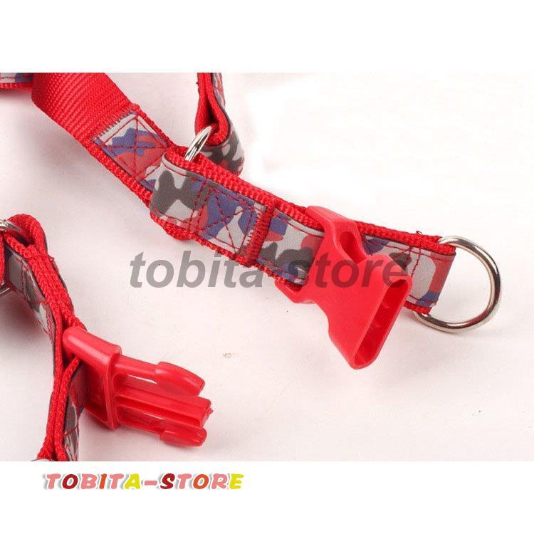 犬用ハーネスリード 2点セット 胴輪 ハーネス リード 迷彩柄 カモフラ柄 夜光 反射 光る ペット用品 犬 猫 犬用 猫用 散歩 夜間