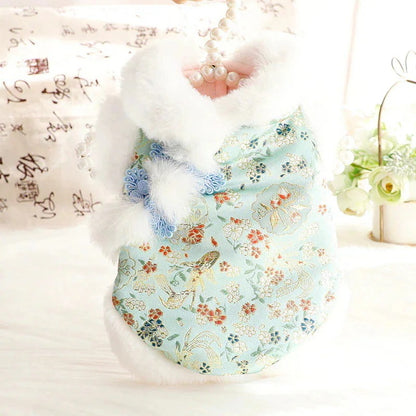 ペットウェア かわいい 3色XS-XL秋冬あたたまることスエード入り厚手タイプ犬の服かわいい中国風新年猫の新生ミルク犬のミルク猫のプリンセス子犬マシュマロ小型犬テディ服