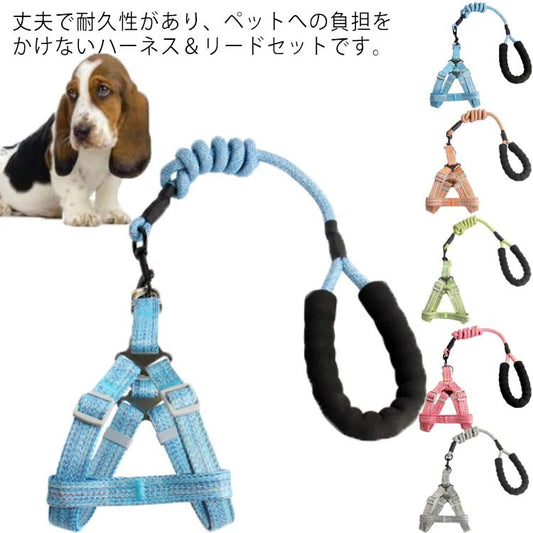 犬 小型犬 中型犬 犬用 ハーネス 胴輪 リードセット 散歩 簡単装着 抜けない シンプル いぬ おしゃれ 犬具 ペット用品 お散歩グッズ ペットグッズ 犬用品