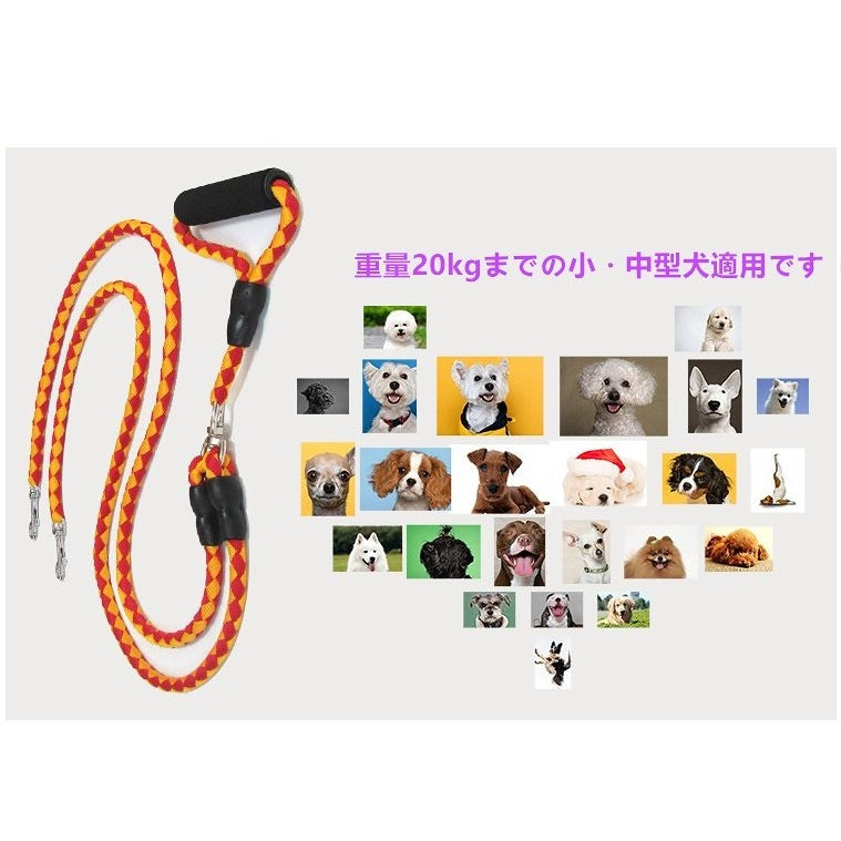 犬用リード 散歩用 2匹 二頭引き 絡まない 電話しながら散歩 楽 メール便対応