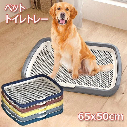 送 料 無 料！ペットトイレレイー 65X50CM 大型犬トイレ トレイ ワイド 犬用トイレ マーキングポール フチ付き トレーニング しつけ メッシュ しつけるウォールトレー メッシュトレー ボック