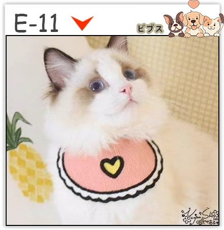 【3+1枚 / 5+2枚】超人気のインスタイルフラワービブ猫唾液タオル純粋な手作り犬用ビブペット織りネックスカーフ