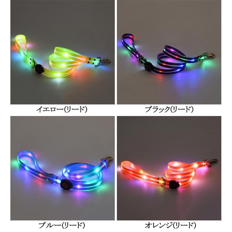 [送&料無料]リード LEDライト式リード LED 光る 首輪 ライト付き カラフル 夜間 USB 充電式 充電式 散歩 犬 発光 幅2.3cm 小型犬 点滅 犬用リード LEDライト式リード