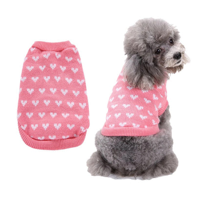 人気 可愛い ペット服 秋冬暖かいレッドピンクハート犬の服セータースカート休日クリスマス新年ペット服