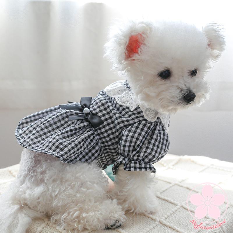新入庫 ペット 服 安い 犬 春 夏 秋 ブラック チェック 柄 ワンピース かわいい 可愛い ハイブランド 猫 ドッグウェア