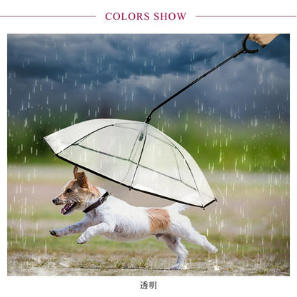 雨具 ペット用 散歩 クリア 犬 中型犬 いぬ お出かけzq リード付き傘 アンブレラ レイングッズ