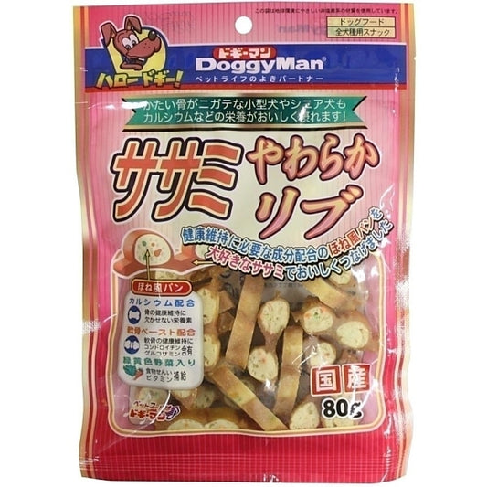 <a href="https://www.qoo10.jp/gmkt.inc/Search/brand.aspx?brandno=25753" target="_blank" class="title_brand" id="btn_brand" title="ドギーマン">ドギーマン</a>ササミやわらかリブ 80g