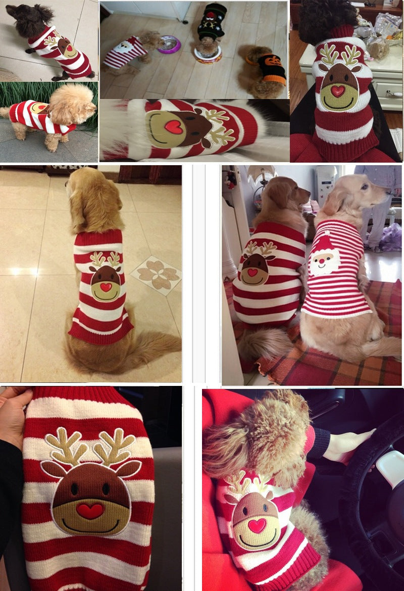 人气新作ペット服 中小型犬VIPテディニューファーザークリスマスペットニットジャンパー犬の服 ペット服