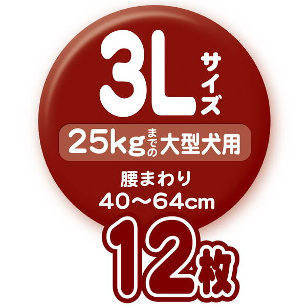 <a href="https://www.qoo10.jp/gmkt.inc/Search/brand.aspx?brandno=66334" target="_blank" class="title_brand" id="btn_brand" title="ペティオ">ペティオ</a>犬用オムツ ずっとね 介護から生まれた紙おむつ 3L 12枚8 大型犬 25kg W74524