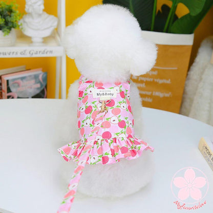大人気 上品 ペット 服 安い 犬 春 夏 フルーツ 柄 ハーネス ウェア ワンピース かわいい 可愛い ハイブランド 猫 ドッグウェア
