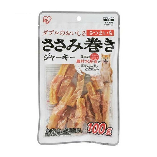 <a href="https://www.qoo10.jp/gmkt.inc/Search/brand.aspx?brandno=49458" target="_blank" class="title_brand" id="btn_brand" title="アイリスオーヤマ">アイリスオーヤマ</a>P-IJ-P100 ささみ巻きジャーキー さつまいも 100g