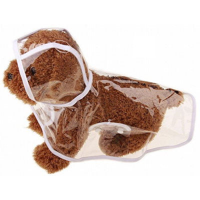 ペットファッション 犬用レインコート レインポンチョ ポンチョ型 ドッグウェア 雨具 カッパ レインウェア スケルトン 半透明 パーカー 帽子付き