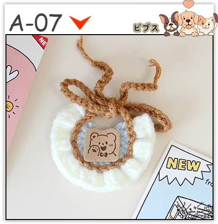 【3+1枚 / 5+2枚】超人気のインスタイルフラワービブ猫唾液タオル純粋な手作り犬用ビブペット織りネックスカーフ