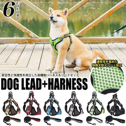 新商品プロモーション，数量限定 犬 猫 ハーネス リード付 特殊大型メッシュ ウェアハーネス ペット 服 胴輪 キャット ドッグ犬 猫