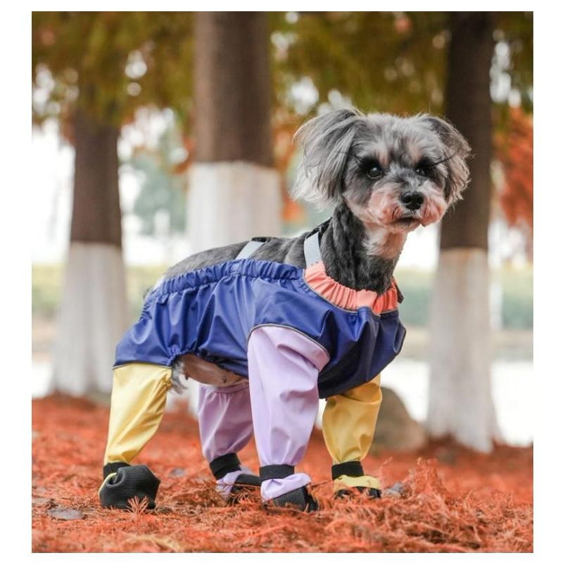 防水 犬 犬用レッグカバー サスペンダー付き防水犬用ブーツ レインコート 調節可能 脱げない 犬服 新作 セール 犬用レッグカバー 滑り止め レインパンツ