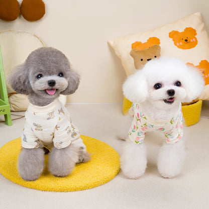 人気犬の服ペット服小型犬や猫は秋と冬の暖かく快適な二重層綿ガーゼ腹のスーツを着ることができます
