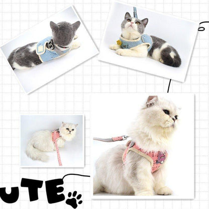 ハーネスリードセット2点セット犬用猫用胴輪ハーネスリード散歩紐お散歩グッズ簡単装着メッシュベスト胸当てペット用おしゃれか