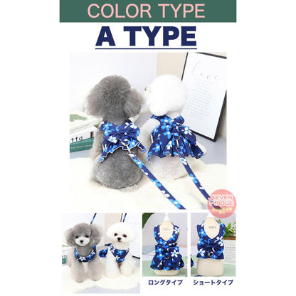 ドレス ドッグ リボン リード キャット ワンピース ウェアハーネス 服 胴輪 犬 ハーネス 付 ペット フラワー