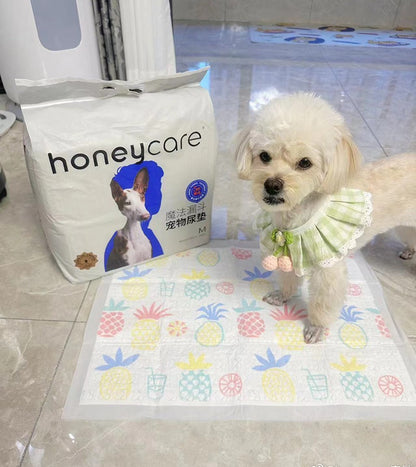<a href="https://www.qoo10.jp/gmkt.inc/Search/brand.aspx?brandno=109151" target="_blank" class="title_brand" id="btn_brand" title="Honeycare">Honeycare</a>ペットシーツ パイナップル柄入り ペットシート厚型 サイズ選択可 レギュラー ワイド スーパーワイド かわいいな柄付き