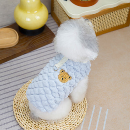 人気犬の服ペット服テディ小型犬猫が着ることができる秋と冬暖かい快適なピーチハート3色フリースジャケット