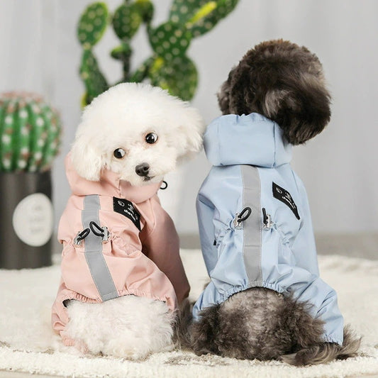 ペット服 ドッグウェア レインコート 犬の服 犬服 雨服 雨の日 防水 雨具 お散歩 梅雨対策 着脱簡単 雨具 パーカー フード付き 四足 小中型犬用
