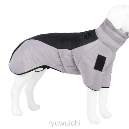 ドッグウェア 背中開き 中綿 コート 配色 中型犬 大型犬 向け 犬服 ダウン ジャケット ハイネック ハーネス 秋 冬 3XL 防寒